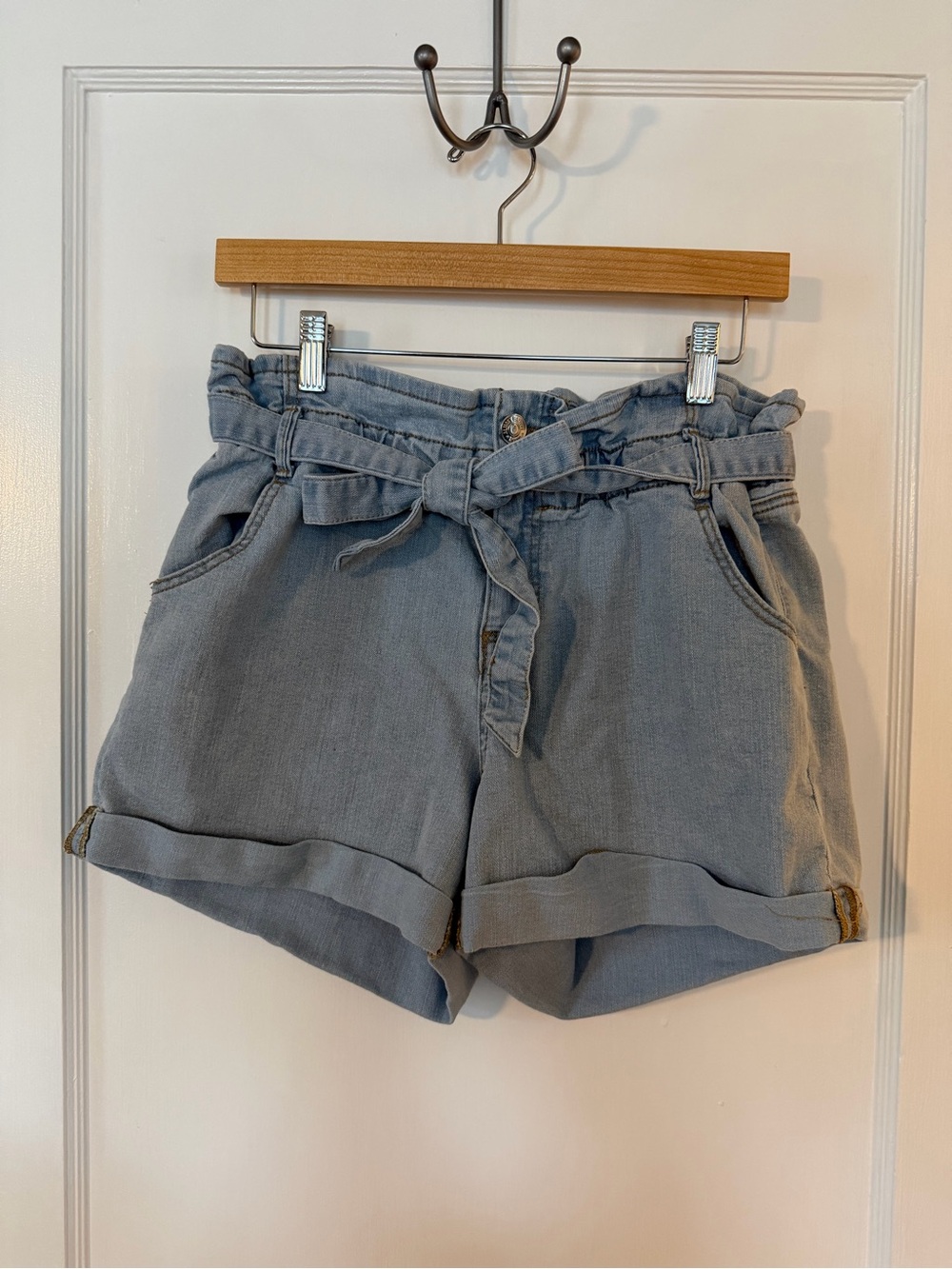 High Waist Paper Bag Shorts